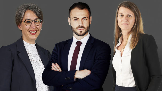 Quiterie Foulet, directrice semences grandes cultures, Anthony Carvalho, DGA en charge des fonctions de pilotage, de conformité et de transformation, et Laëtitia Louis, DRH groupe.