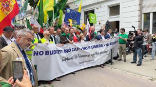 Le Copa-Cogeca, en manifestation à Bruxelles le 16 juillet 2025. Le Copa-Cogeca, en manifestation à Bruxelles le 16 juillet 2025.