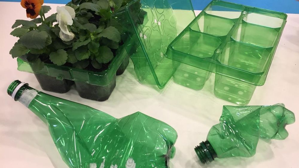 Pack en PET vert transparent, présenté par Modiform.