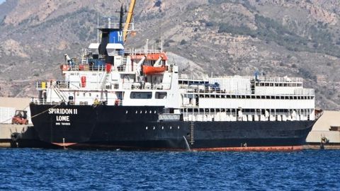 Le Spiridon 2,battant pavillon togolais, a pu accoster brièvement au port de Bandirma pour charger de la paille et de la nourriture.