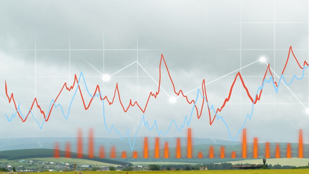 Paysage de campagne et courbes de prix