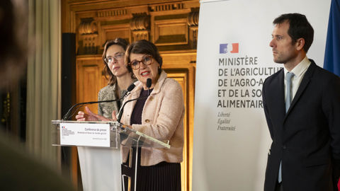 La ministre de l'Agriculture a fait plusieurs annonces ces dernières semaines. (Ici le 9 janvier 2025, en réaction aux manifestations agricoles)