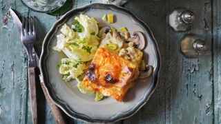 Gratin de cabillaud et son duo de fromages.