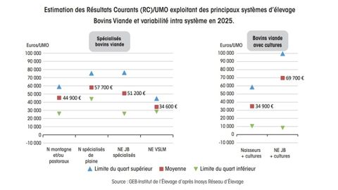 Estimation du resultat courant des éleveurs bovins viande du réseau Inosys.