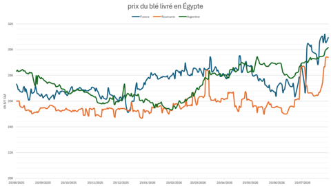 Le blé français reste peu compétitif en Égypte.