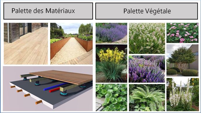 Le projet définit aussi bien les aménagements, les zones de circulation et de vie, l’ambiance que des suggestions de palettes végétales et de matériaux.