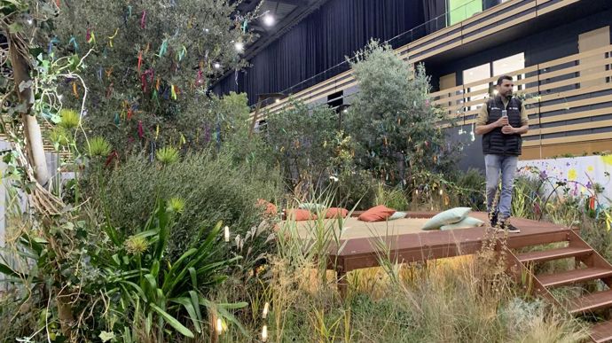 Le jardin éphémère L’IM.PAS.SI.SAGE d'Antoine de Lavalette sur le thème imposé de la « Biodiver’cité : Comment habiter la ville de demain ? ».