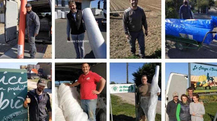 Une quinzaine de rouleaux de voile d’hivernage ont été récoltés auprès de 8 entreprises et structures de Saint-Cyr-en-Val… pour 2 800 surblouses confectionnées pour les hôpitaux de Saint-Maurice ! ©Entreprises solidaires de St-Cyr-en-Val