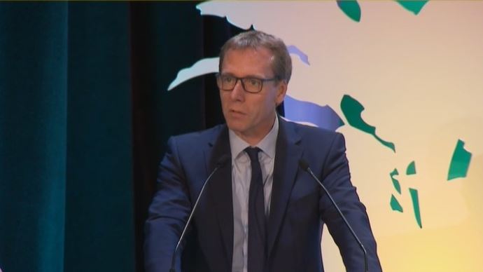 Franck Sander, président de la CGB, lors de son discours de clôture du congrès, le 8 décembre