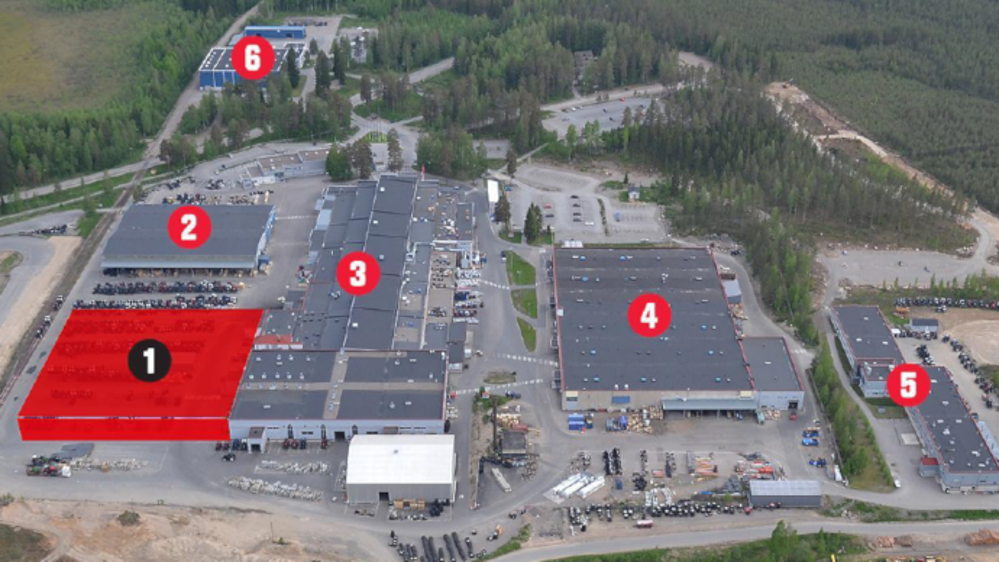 1. Centre logistique / 2. Studio Unlimited / 3. Usine d’assemblage / 4. Usine de transmissions / 5. Bureau d’études / 6. Centre d’entretien et de pièces détachées