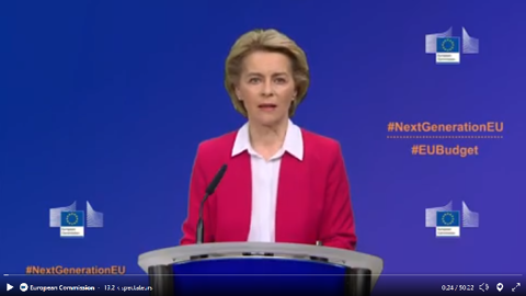 La présidente de la Commission européenne, Ursula Von der Layen, a présenté le 27 mai un plan de relance et des budgets supplémentaires suite à la pandémie de Covid-19